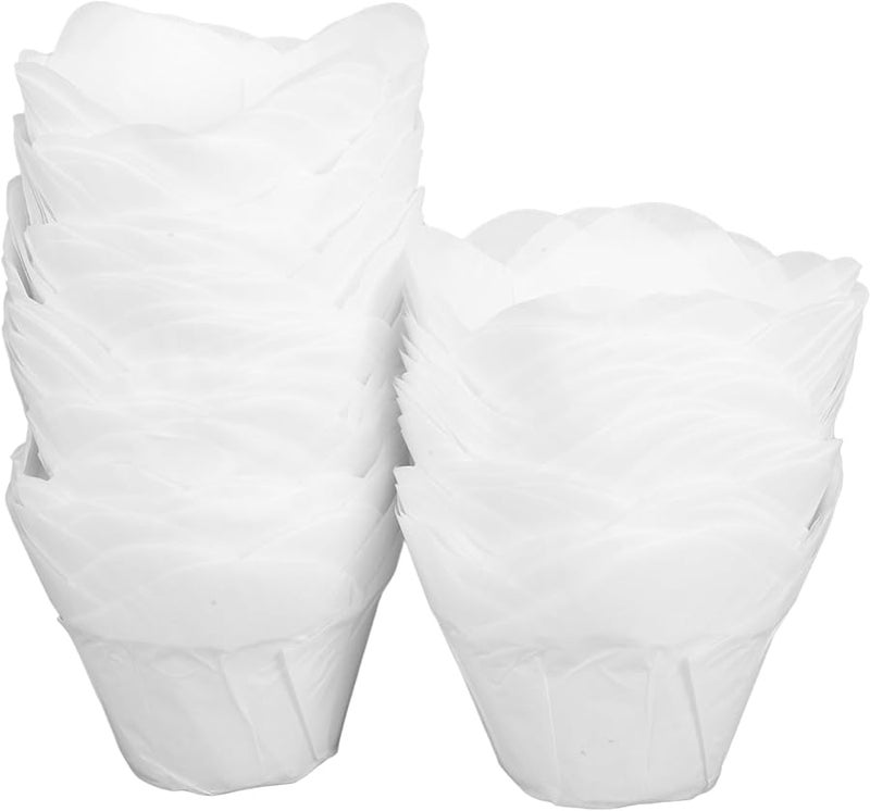 Gatuida 100 Pcs Disposable Non Stick Muffin Cupcake Baking Cups Liners Elegant Lotus Design - Image 1